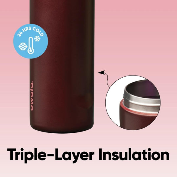 Insulated stainless steel water bottle with straw for travel and outdoor use