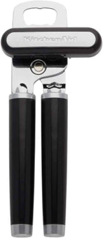 kitchenaid classic multifunction can opener and bottle opener, stainless steel, black, easy to use, ergonomic handles