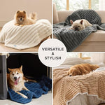 Bedsure ComfyFleece waterproof dog blanket for large dogs, soft corduroy fleece, 50x60 inches, cream color