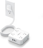 TESSAN 5 Ft flat plug extension cord with 3 USB, 8 outlets, 900J surge protection for office, dorm room essentials