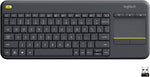 logitech k400 plus wireless touch tv keyboard with easy media control, htpc keyboard for pc-connected tv, android, windows