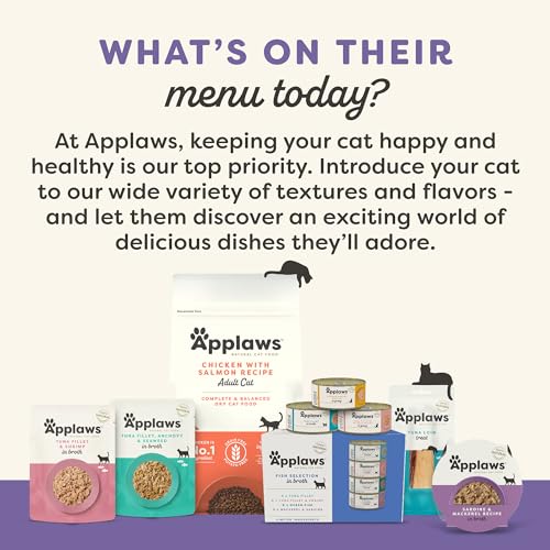 Applaws Natural Wet Canned Cat Food, high protein, limited ingredients, no artificial additives, fish selection variety pack in broth, 16 x 2.47oz cans