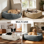 Furtime small dog bed with removable cover, orthopedic grey sleeping puppy bed with anti-slip bottom, 20x19x6 inches, S