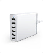 Anker Desktop Charger, 60W 6 Port USB Multiple Charging Hub, PowerPort 6 Multiple USB Charger, Campatible with iPhone, iPad, MacBook, Galaxy, LG, HTC, and More