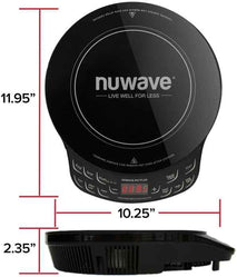 NUWAVE Flex Precision Induction Cooktop, 10.25” Shatter-Proof Ceramic Glass, 6.5” Heating Coil, 45 Temps from 100°F to 500°F, 3 Wattage Settings 600, 900 & 1300 Watts, 9” Duralon Ceramic Pan Included