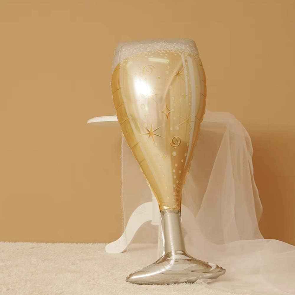 Champagne Bottle Balloons Champagne Glass Balloon Mylar Foil Balloons Birthday Engagement Bachelorette Party Bridal Shower Wedding Celebration Anniversary Decorations 4PCS