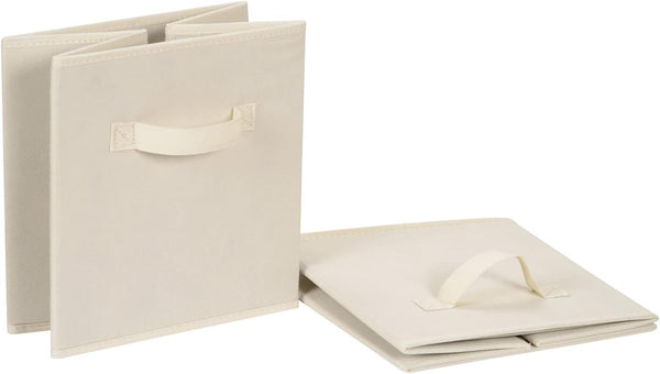 Collapsible fabric storage cube bins with handles for organization