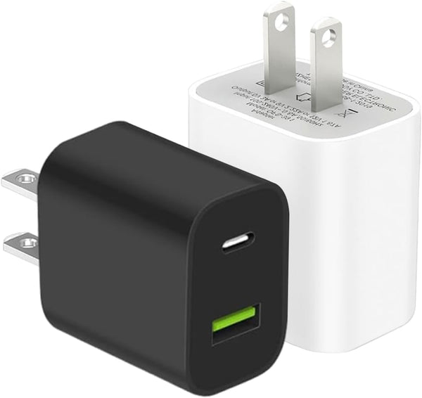 2 Pack USB C Charger Block, Dual Port Type C Wall Charger Fast Charging 20W Power Adapter Cube for iPhone 14/14 Pro/14 Pro Max/14 Plus/13/12/11, XS/XR/X, iPad, Samsung, More - Rayz Mart