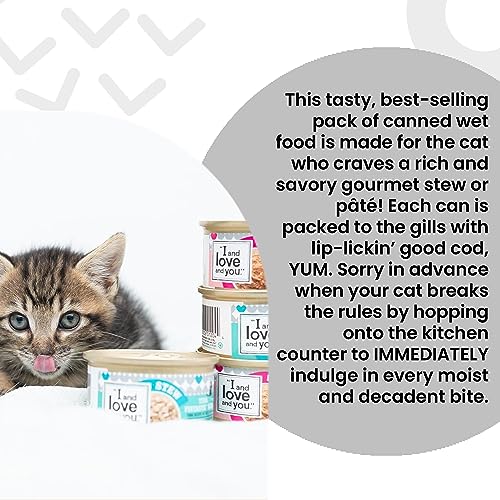 I and Love and You cat food variety pack with 3 oz portions, 12 count, grain-free and filler-free
