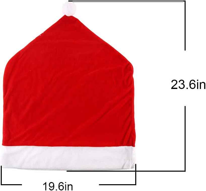 CCINEE 4pc Red Hat Dining Chair Slipcovers,Christmas Chair Back Covers Kitchen Chair Covers for Christmas Holiday Festival Decoration