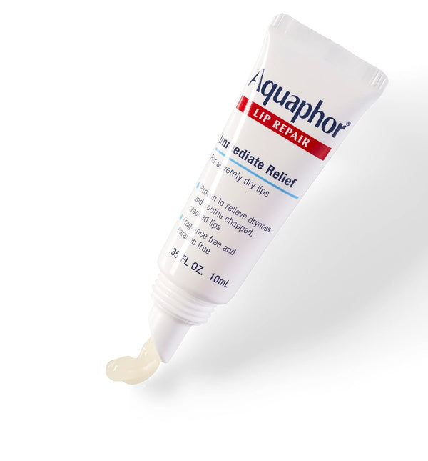 Aquaphor Lip Repair Ointment 0.35 Tube Pack of 2 Moisturizing Lip Balm for Sensitive and Very Dry Chapped Lips