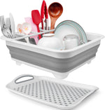 Collapsible Dish Drying Rack for Kitchen Counter with Drainboard