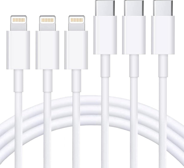RCTech 3Pack 6FT Lightning cable MFi certified iPhone fast charger