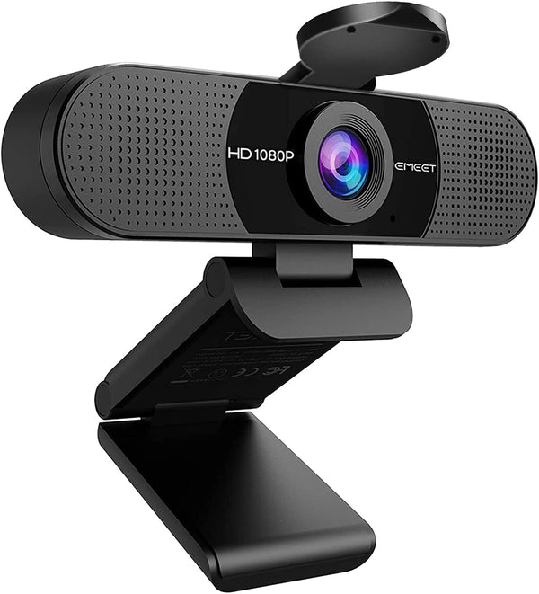 emeet c960 1080p webcam with 2 mics, 90° fov, usb type-a & a-to-c adapter, plug&play computer camera