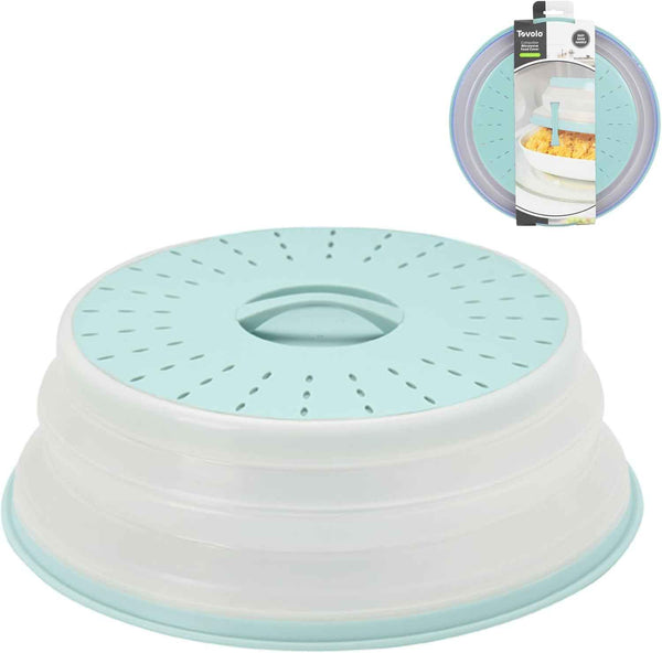Tovolo Microwave Cover for Food Splatter 10 Inch, Heavy Duty Easy to Use Collapsible & Vented Silicone Microwave Splatter Guard Lid for Plates Dishes Bowls, Charcoal Gray