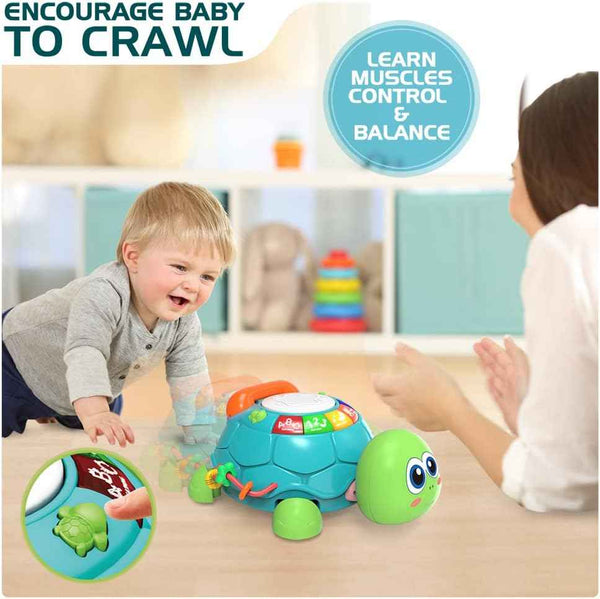 jyusmile baby turtle crawling toy 6-12 months musical light sound