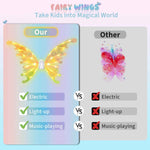 maysida electric fairy wings for girls, light up moving butterfly wings with led lights and music, halloween valentine birthday christmas party costume princess cosplay