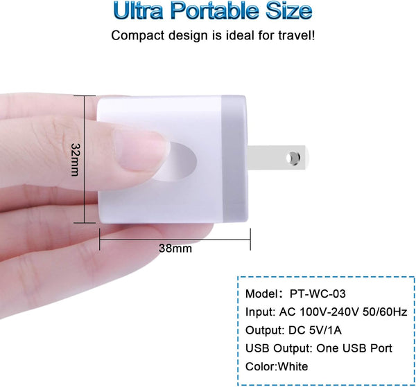 Single Port USB Wall Charger, 3 Pack, Travel, Black, Compatible with Multiple Devices