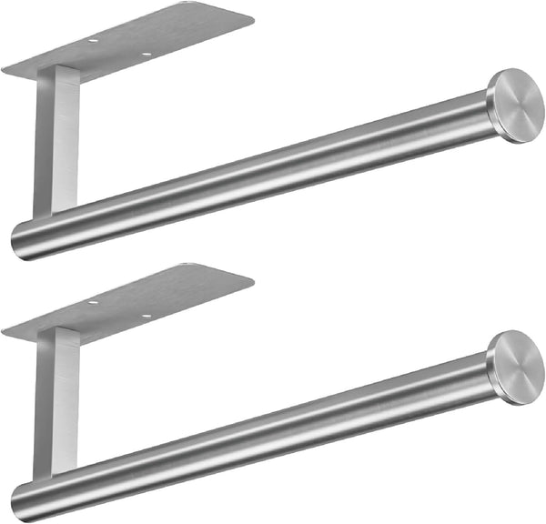 ASTOFLI Paper Towel Holder 304 Stainless Steel, Under Cabinet, Self-Adhesive, Matte Black, 12 Inch, No Drill