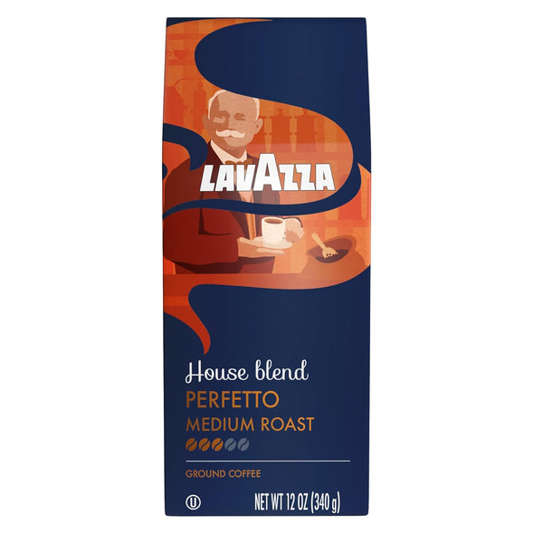 Lavazza House Blend Perfetto Ground Coffee 12oz, Medium Roast, 100% Arabica, Central and South America, Drip Brewers