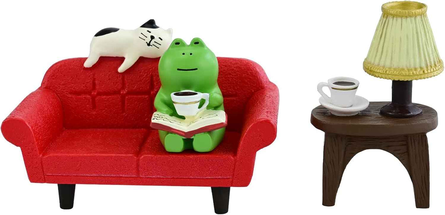 Cute Cat Playing Phone on Sofa and Drinking Coffee Figurine for Office Home Decor - Cute Cat Gift for Cat Lovers