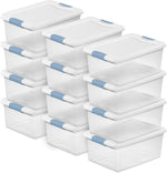 Sterilite 12-Pack Latching Box Storage Containers for Closet, Bathroom, and Office