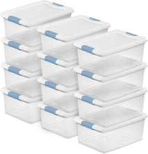 Sterilite 12-Pack Latching Box Storage Containers for Closet, Bathroom, and Office