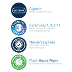 cerave plant-based face wipes, hydrating makeup remover, biodegradable, fragrance-free, 25-count, sensitive skin