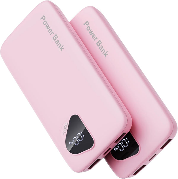 2026 2-Pack 10000mAh Portable Charger with Built in Cables, Travel Essential Battery Pack, 4 Outputs 2 Inputs Slim Power Bank with Cord Wires for iPhone 17/16/15/14, Samsung Galaxy S23/22, Pixel etc