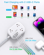 Cruise Essentials 2026,One Beat Travel Power Strip with USB C,Flat Plug Extension Cord with 3 Outlets 4 USB Ports(2 USB C),6 ft Desk Wall Outlet Extender,Non Surge Protector for Cruise,Dorm Room,ETL