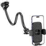 APPS2Car 14'' Gooseneck Car Phone Holder,Heavy Duty Phone Holder for Truck, [Flexibile Long Arm] [Anti Shake stabilizer] Windshield Car Phone Mount Suction Cup,Fit for iPhone, Samsung (Mirror Black)