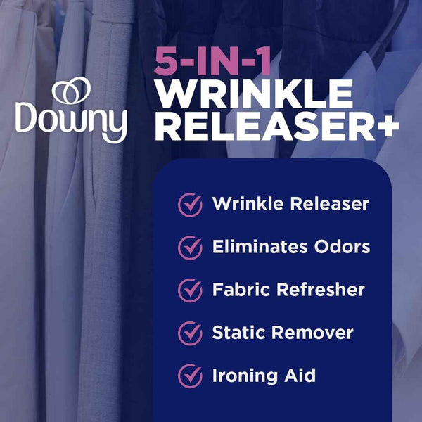 Downy Wrinkle Releaser Spray Travel Size 16.9 Oz Pack of 2 Removes Wrinkles, Static, and Odors