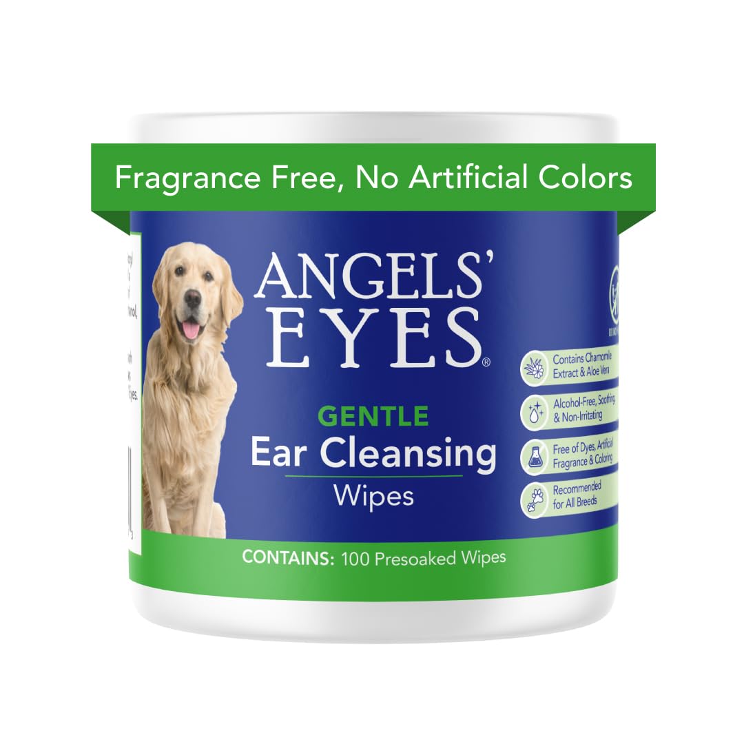 Angel's Eyes Gentle Tear Stain Wipes for Dogs and Cats - 100 Ct - Presoaked Textured (AEGTSW100)
