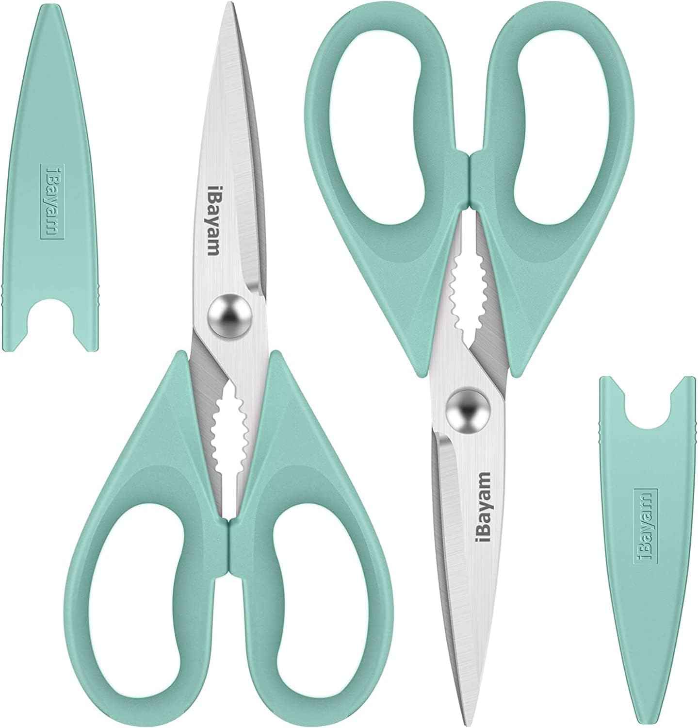 iBayam Kitchen Scissors All Purpose Heavy Duty, Kitchen Utensils Set, Stainless Steel Cooking Utensils Gadgets, Meat Poultry Food Shears Dishwasher Safe Utility Tools Home Gift, with Protective Sheath