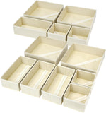 Beige Non-Woven Fabric Drawer Organizer Set of 12