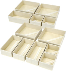 Beige Non-Woven Fabric Drawer Organizer Set of 12