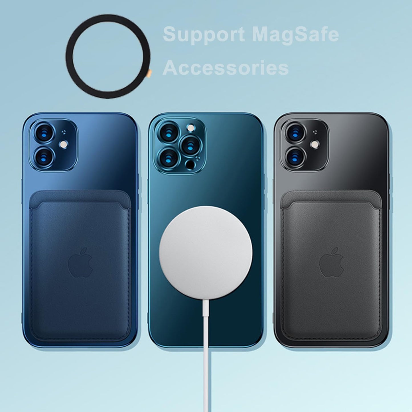 TENOC Universal Metal Ring Sticker for Magnetic Charger Compatible with iPhone/Samsung/Android All Cellphones, Magnetic Mount/Phone Holder Conversion Accessories, 3Pcs, Black