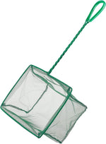 Pawfly green braided metal handle square aquarium net for fish tanks and small koi ponds