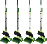 NACENA Broom and Dustpan Set, 52-in Long Adjustable Handle Broom Dustpan Combo with Dustpan Teeth to Automatically Clean Hair Suitable for Home Kitchen Office Hall Floor（Black&Red）