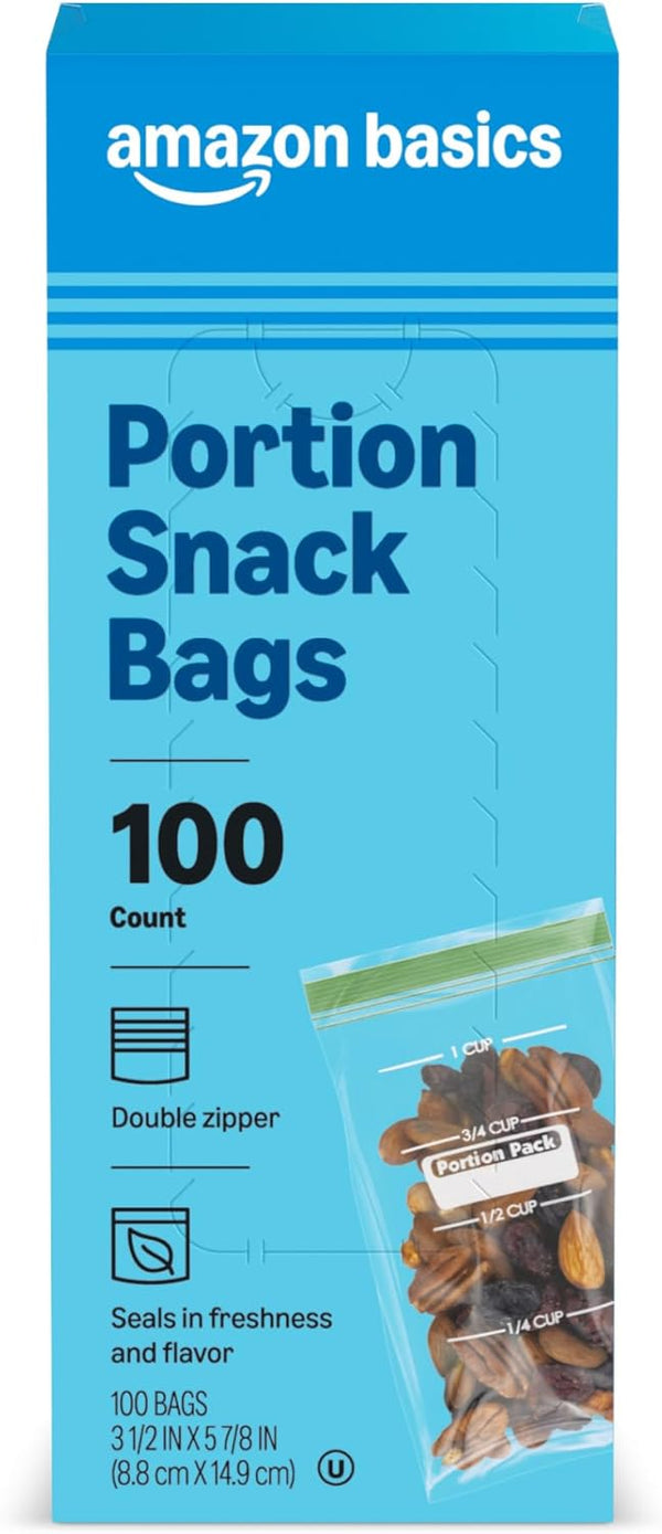 Amazon Basics Reclosable Food Storage Snack Bags for Everyday Use