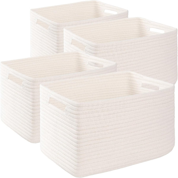4 pack storage baskets for organizing, woven baskets for shelves, durable gift basket bins toy storage