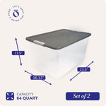 HOMZ 2-Pack Secure Latch Storage Bins with Clear Plastic Containers