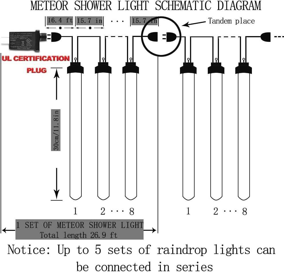 Aukora Christmas Lights Outdoor，LED Meteor Shower Lights 11.8 inch 8 Tubes 192leds Rain Drop Light, Icicle Snow Falling Light for Christmas Tree Halloween Party Holiday Thanksgiving Decoration(Blue)