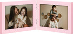 decorUhome double 4x6 picture frame vertical engineered wood bifold photo frame with plexiglass tabletop display black