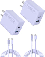 Anker iPhone 17/16 Charger, 2-Pack 20W Fast USB C Charger Block, for iPhone 16/16 Pro Max/15 Series/iPad Pro and More (Black, 2 Pack & 2 Cable)