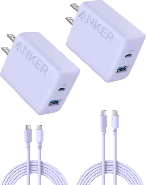 Anker iPhone 17/16 Charger, 2-Pack 20W Fast USB C Charger Block, for iPhone 16/16 Pro Max/15 Series/iPad Pro and More (Black, 2 Pack & 2 Cable)
