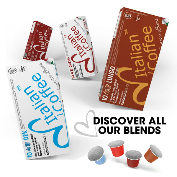 Italian Coffee pods for Nespresso Original machines, 100 Ristretto regular pods
