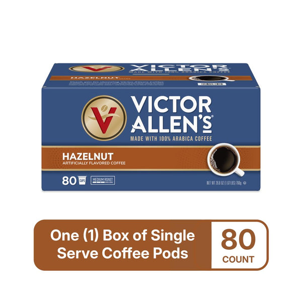 Victor Allen's Hazelnut Flavored Single Serve Coffee Pods for Keurig K-Cup Brewers, 80 Count, Medium Roast