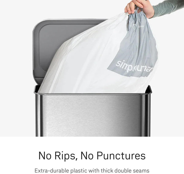 Custom fit liners for simplehuman trash cans, 100 count, 50% PCR plastic, 50-60 liter capacity