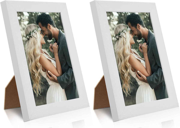 PECULA 2 Pack 5x7 Picture Frame, Black Picture Frame for Wall and Tabletop Display, Resistant Plastic Clear Plexiglass for Vertical or Horizontal Display